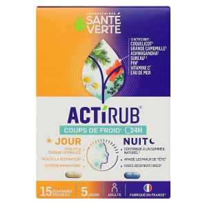 Santé Verte ActiRub Coups de Froid 24h Comprimés Jour et Nuit 15 Comprimés Sécables - Pharmacie Agnès Praden à Alès