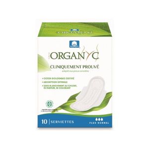 Organyc Serviettes À Ailettes Coton Bio Flux Normal 10 Serviettes - Pharmacie Agnès Praden à Alès