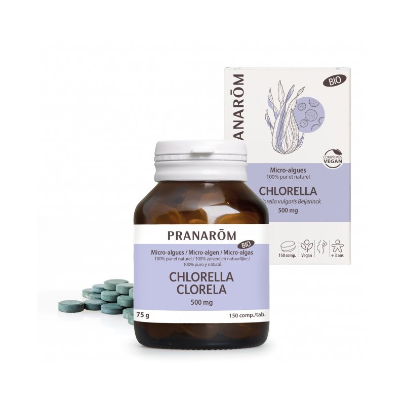 PRANARÔM  Chlorella 500 mg - 150 comprimés - Pharmacie Agnès Praden à Alès