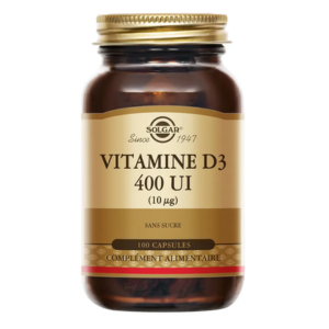 Solgar Vitamine D3 400 UI 100 capsules - Pharmacie Agnès Praden à Alès