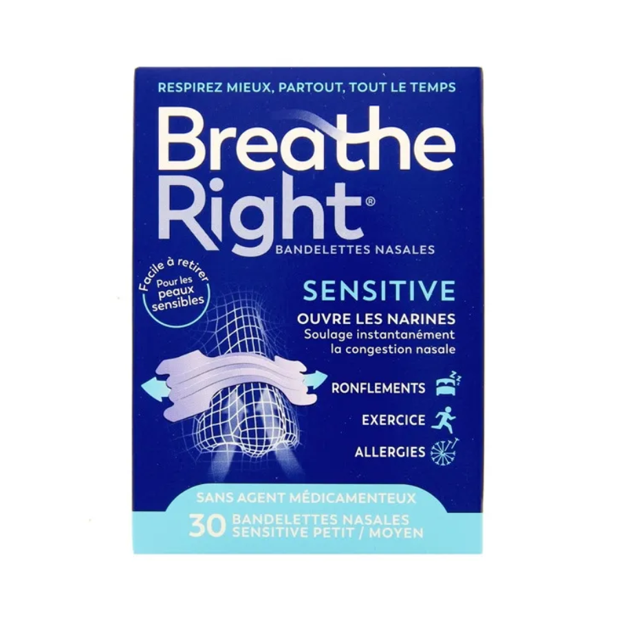 Bandelettes Nasales Sensitives Taille Petit Moyen X 30 Breath Right - Pharmacie Agnès Praden à Alès
