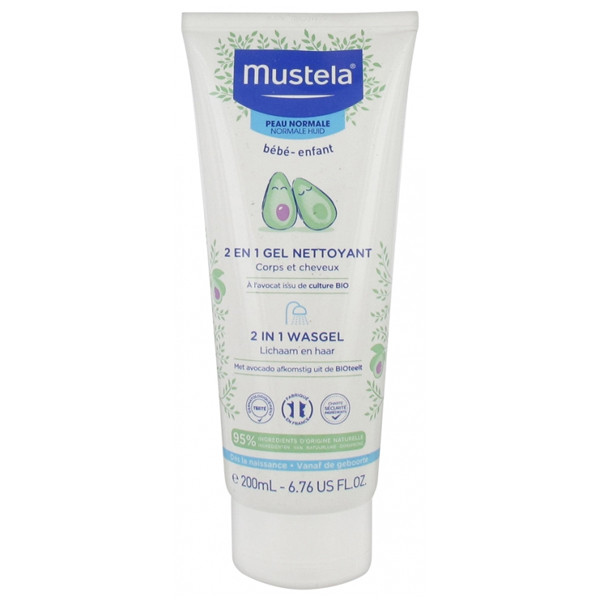 Mustela gel nettoyant 2 en 1 à l'avocat bio 200ml - Pharmacie Agnès Praden à Alès