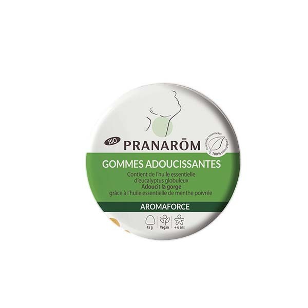 Pranarôm aromaforce gommes adoucissantes menthe/eucalyptus bio 45g - Pharmacie Agnès Praden à Alès