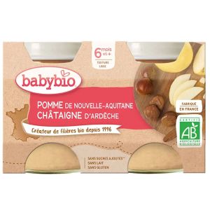 Babybio Fruits Petits Pots Pomme Châtaigne Bio Des 6 Mois 2x130g - Pharmacie Agnès Praden à Alès