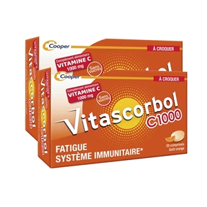 Cooper Vitascorbol Vitamine C 1000 - 2 x 20 Comprimés à Croquer - Pharmacie Agnès Praden à Alès