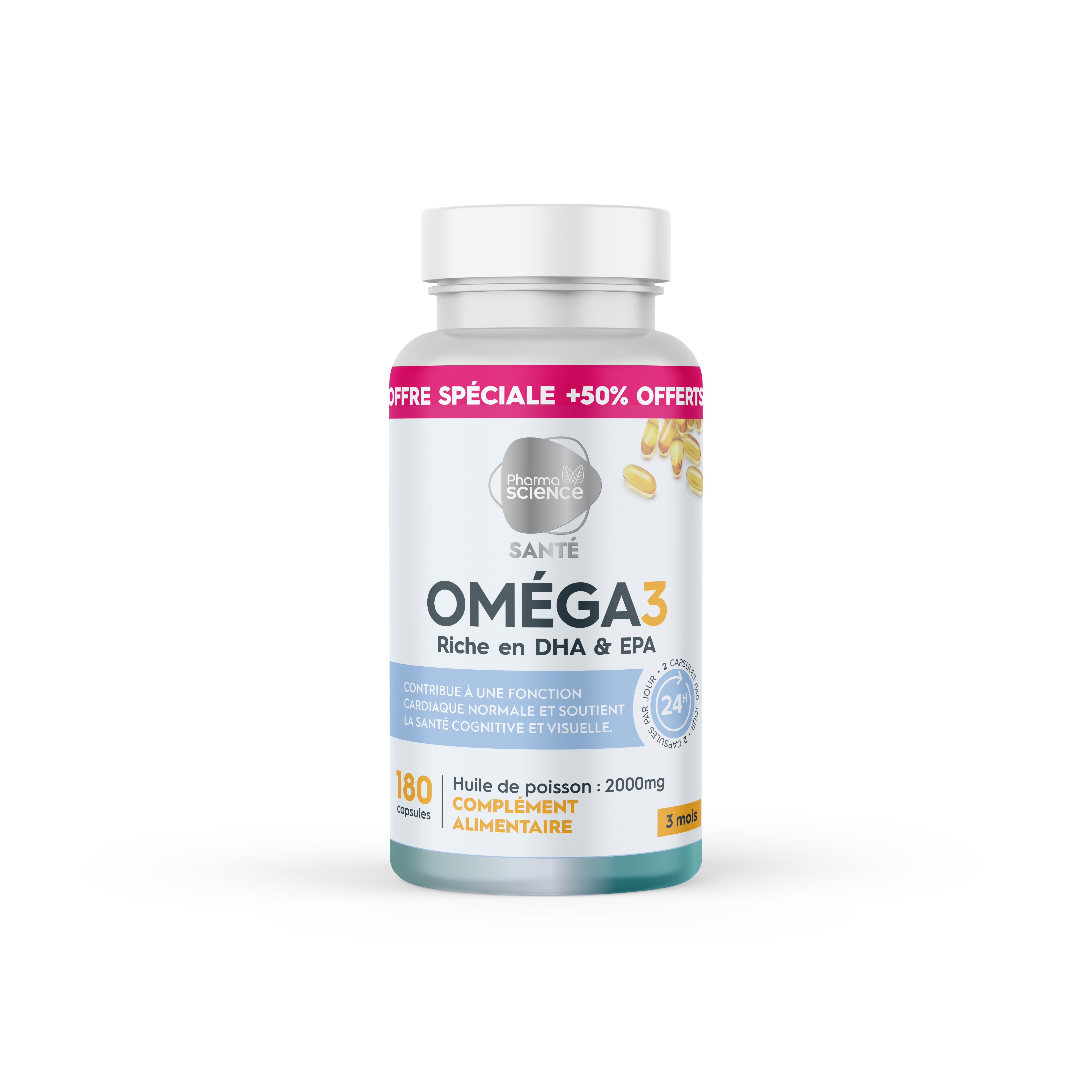 Omega 3 Pharmascience 180 Capsules - Pharmacie Agnès Praden à Alès