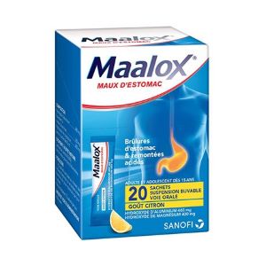  Maalox Maux d'Estomac Citron 20 Sachets - Pharmacie Agnès Praden à Alès