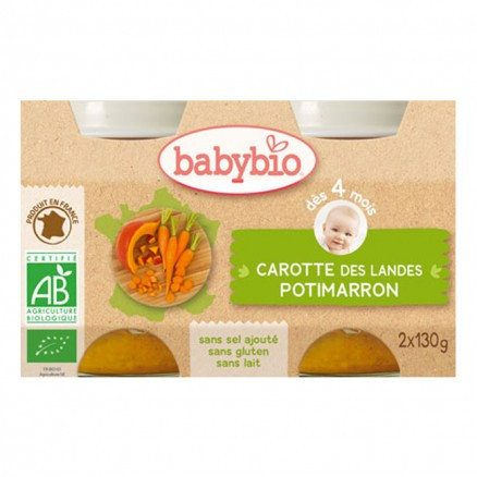 Babybio petits pots carottes des landes et potimarron 2*130g - Pharmacie Agnès Praden à Alès