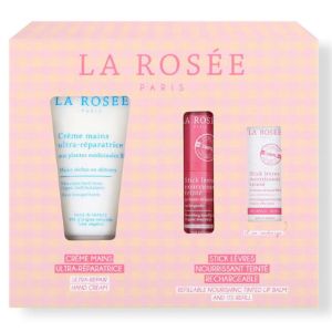 La Rosée Coffret Rose Crème Mains Ultra Réparatrice 50ml + Stick Lèvres Teinté 4.5g + Recharge 4.5g - Pharmacie Agnès Praden à Alès