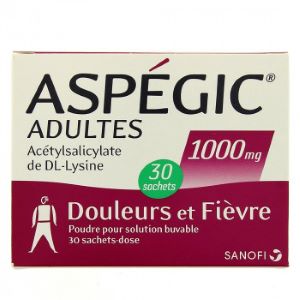 Sanofi Aspégic Adultes 1000mg Solution Buvable 30 Sachets  - Pharmacie Agnès Praden à Alès