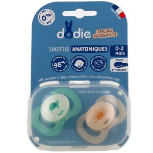 Dodie Sucette Anatomique Silicone Tortue et Soleil - De 0 à 2 mois, 2 Unités - Pharmacie Agnès Praden à Alès