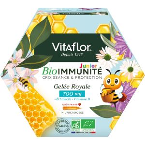 Vitaflor Gelée Royale Bio 700 mg Junior 14 Unicadoses - Pharmacie Agnès Praden à Alès