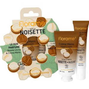 Florame Coffret Le Duo Parfumé Noisette Baume Lèvres 15 ml + Crème Mains 30 ml Bio - Pharmacie Agnès Praden à Alès