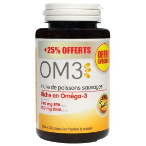 Super Diet OM3 Huile de Poisson Riche en Oméga 3 - 120 Capsules  - Pharmacie Agnès Praden à Alès