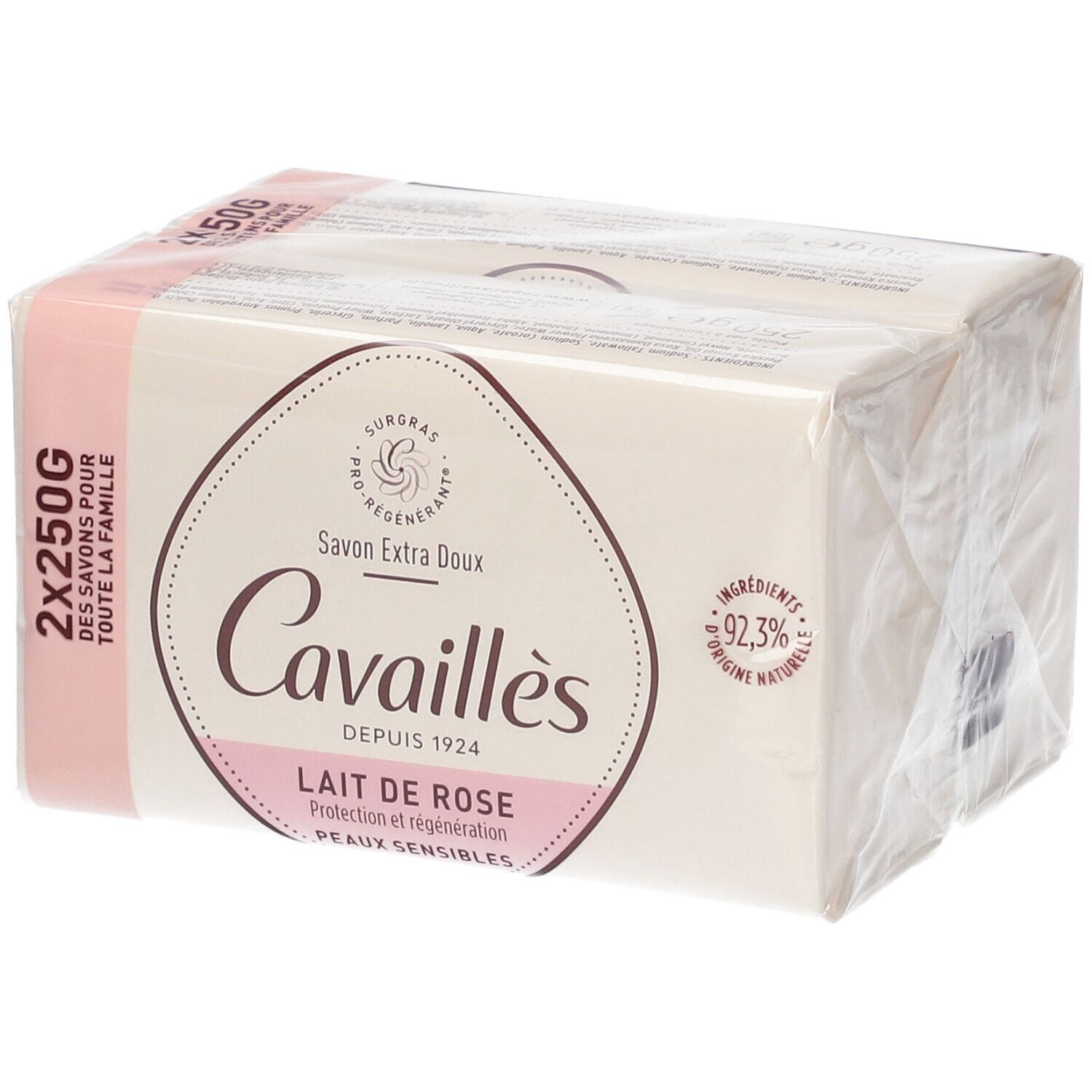 Cavailles Savon surgras Extra doux Lait de Rose 2 x 250g - Pharmacie Agnès Praden à Alès