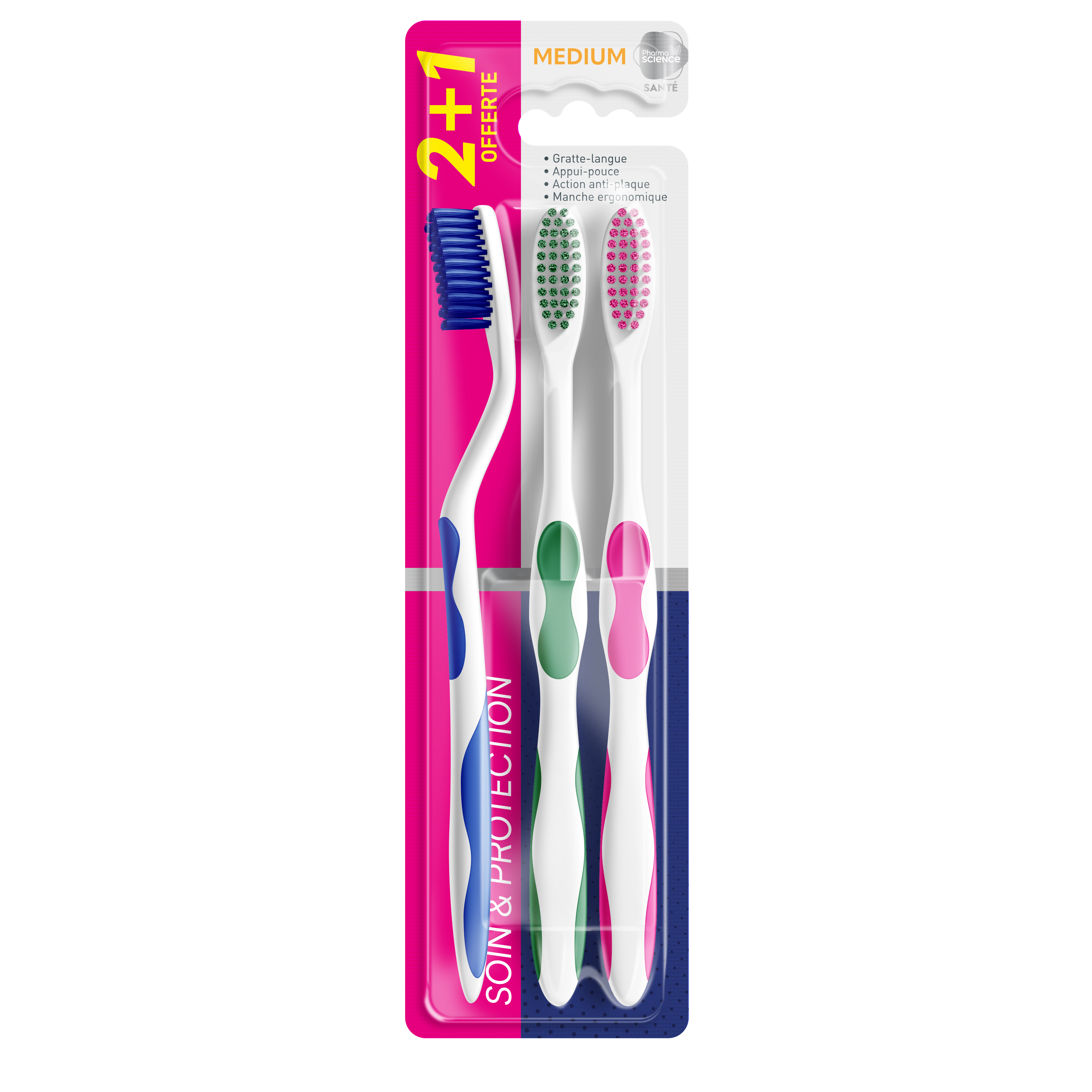 Pharmacience Brosse à Dent Médium Lot de 3 - Pharmacie Agnès Praden à Alès