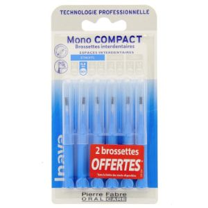 Inava MonoCompact Brossettes Interdentaires Bleues Etroites 0.8 mm 4+2 Brossettes - Pharmacie Agnès Praden à Alès