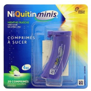Omega Pharma Niquitin Minis Menthe fraiche 4mg x20 Comprimés - Pharmacie Agnès Praden à Alès