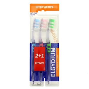 Elgydium Brosse à Dents Inter Active Souple Lot 3 - Pharmacie Agnès Praden à Alès