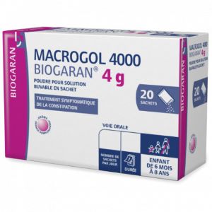 Macrogol Biogaran 4000 4g Poudre Pour Solution Buvable 20 Sachets - Pharmacie Agnès Praden à Alès