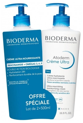 Bioderma Atoderm Crème Ultra Crème Hydratante2 x 500 ml - Pharmacie Agnès Praden à Alès