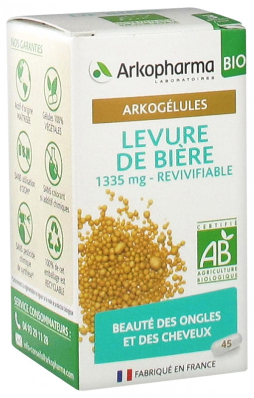 Arkopharma Arkogélules Levure de Bière Bio 45 Gélules - Pharmacie Agnès Praden à Alès