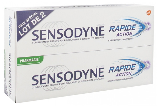 Sensodyne dentifrice rapide 2x75ml - Pharmacie Agnès Praden à Alès