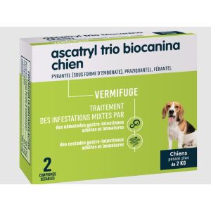 Biocanina Ascatryl Trio Chien 2 Comprimés - Pharmacie Agnès Praden à Alès