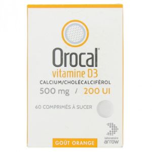 Arrow Orocal Vit D3 500mg/200UI 60 Comprimés  - Pharmacie Agnès Praden à Alès