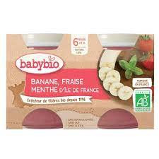 Babybio Petit pot banane fraise & menthe 2x130g - Pharmacie Agnès Praden à Alès