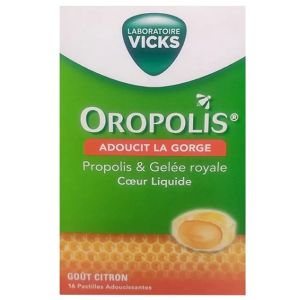 Vicks Oropolis Coeur Liquide Gelée Royale Goût Citron 16 Pastilles - Pharmacie Agnès Praden à Alès