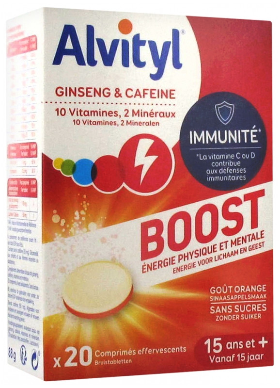 Urgo Alvityl Boost Ginseng et Caféine 20 Comprimés Effervescents - Pharmacie Agnès Praden à Alès