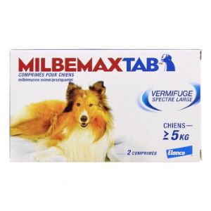 Elanco Milbemax Tab Chien Supérieur 5kg 2 Comprimés - Pharmacie Agnès Praden à Alès