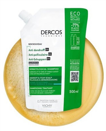 Vichy dercos shampoing antipelliculaire DS éco recharge 500 ml - Pharmacie Agnès Praden à Alès
