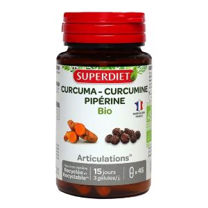 Super Diet Curcuma Curcumine Pipérine bio 45 Gélules - Pharmacie Agnès Praden à Alès