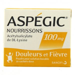 Sanofi Aspégic 100 mg Nourrisson 20 Sachets - Pharmacie Agnès Praden à Alès