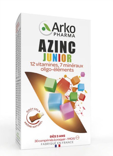Arkopharma Azinc Vitalité Junior 30 Comprimés à croquer goût Cola - Pharmacie Agnès Praden à Alès