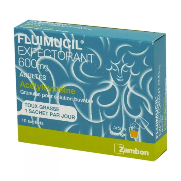 Zambon Fluimucil Expectorant 600 mg adultes - 10 Sachets - Pharmacie Agnès Praden à Alès