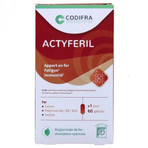 Codifra Actyferil Fer, Fatigue & Immunité x60 Gélules - Pharmacie Agnès Praden à Alès