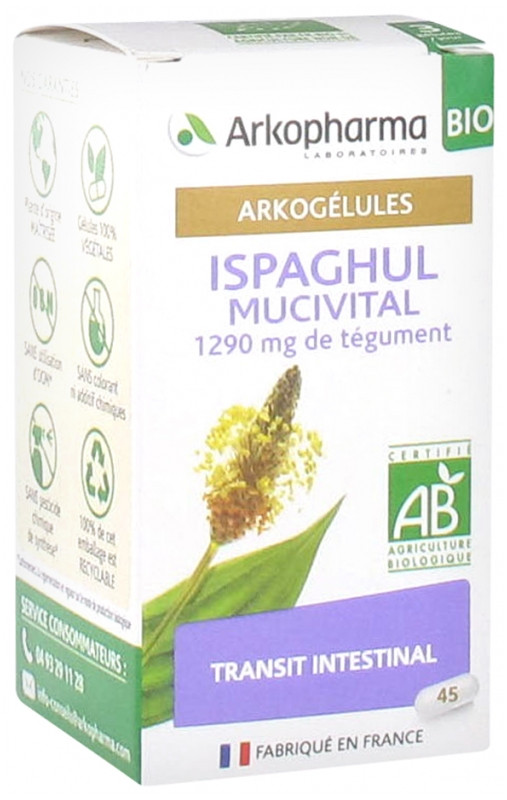 Arkopharma Arkogélules Ispaghul Mucivital Bio 45 Gélules - Pharmacie Agnès Praden à Alès