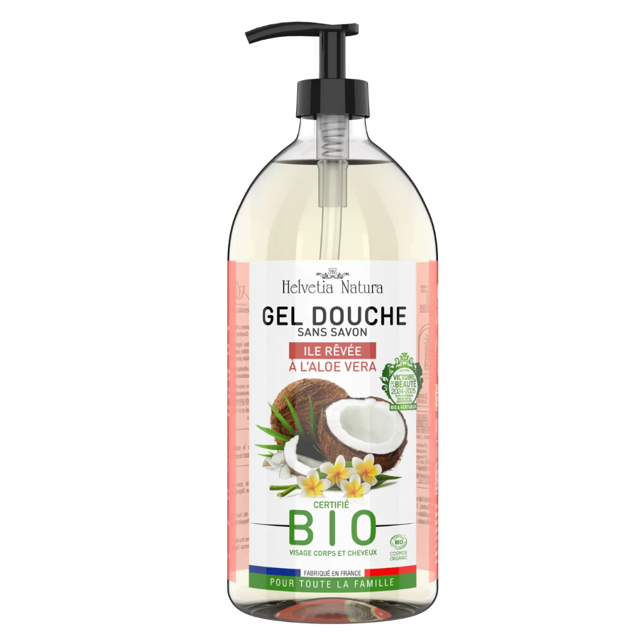 Helvetia Natura Gel Douche Ile Rêvée à l'Aloe Vera Bio 1L - Pharmacie Agnès Praden à Alès