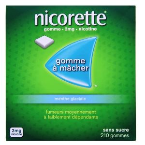 Johnson & Johnson Nicorette 2 mg Menthe Glaciale Sans Sucre 210 Gommes à Mâcher - Pharmacie Agnès Praden à Alès
