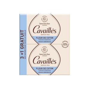 Cavaillès Savon Surgras Extra-Doux Fleur de Coton Lot de 3 x 250 g + 1 - Pharmacie Agnès Praden à Alès