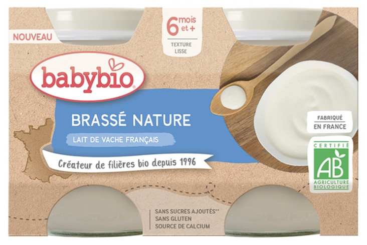 Babybio Brassé Nature 6 Mois et + Bio 2 Pots de 130 g - Pharmacie Agnès Praden à Alès