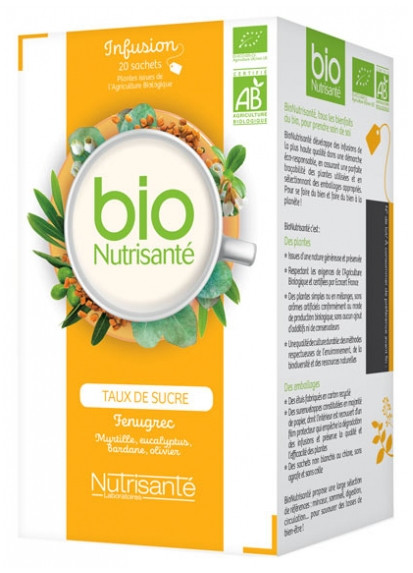 Nutrisanté Infusion Bio Régulation des Sucres 20 Sachets - Pharmacie Agnès Praden à Alès