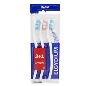 Elgydium Basic Brosse à Dents Médium Lot de 3 - Pharmacie Agnès Praden à Alès