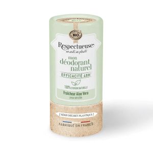 Respectueuse Mon Déodorant Fraîcheur Efficace 48h Bio Peau Sensible Parfum Aloe Vera 50g - Pharmacie Agnès Praden à Alès