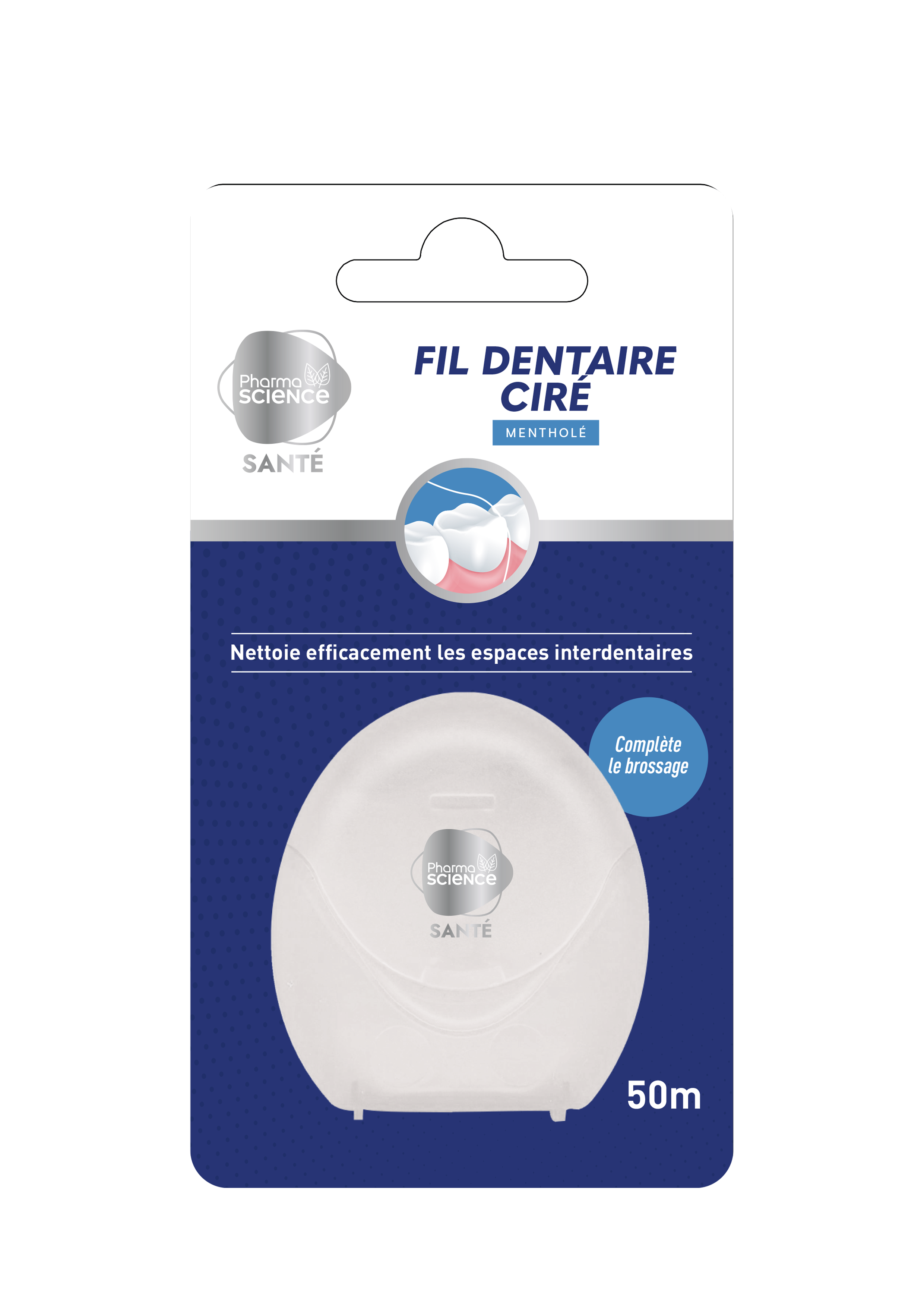 Pharmascience Fil Dentaire Ciré Mentholé 50 m - Pharmacie Agnès Praden à Alès