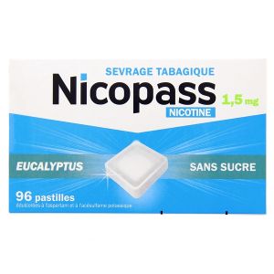Pierre Fabre Nicopass 1.5Mg Sans Sucre Eucalyptus 96 Pastilles Édulcorées à Sucer - Pharmacie Agnès Praden à Alès