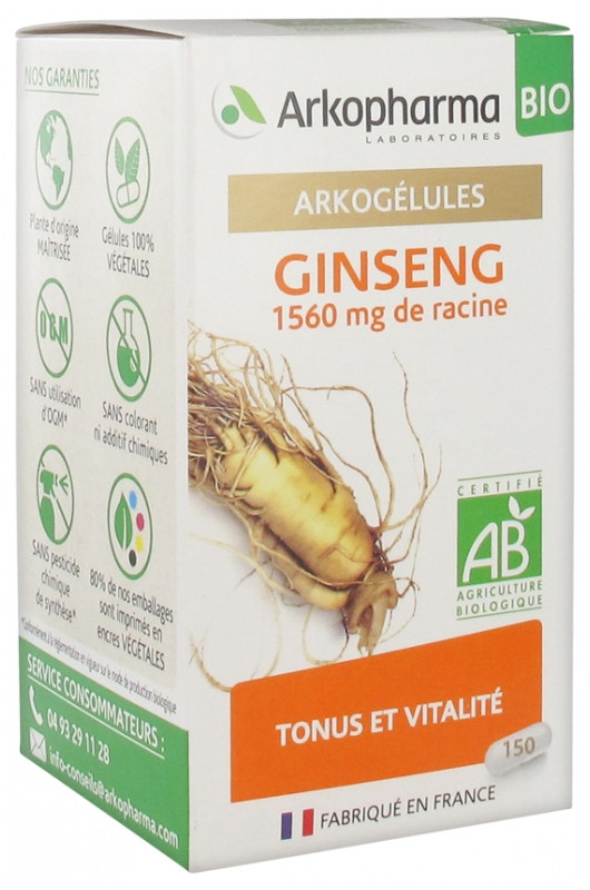 Arkopharma Arkogélules Ginseng Bio 150 Gélules - Pharmacie Agnès Praden à Alès